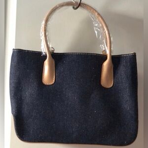 Denim Tote Crossbody Handbag Small